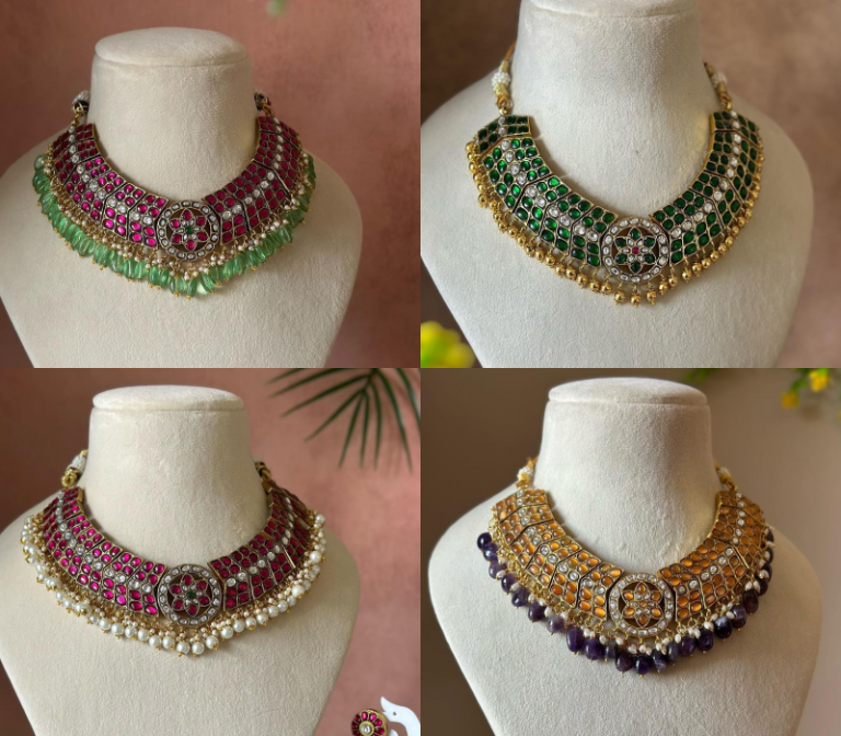 Gold Plated Jadau Kundan Necklace Sets From 'Aarvee'