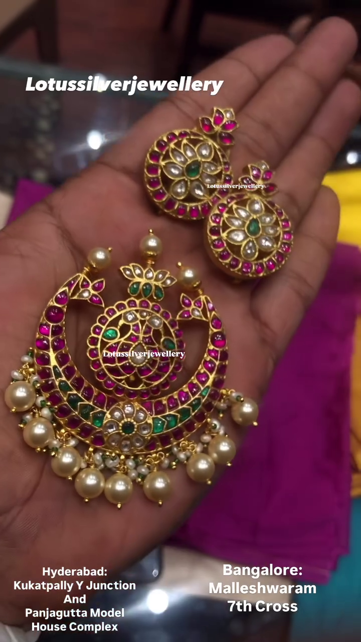 Gold Plated Jadau Kundan Pendant Set From 'Antique Lotus'