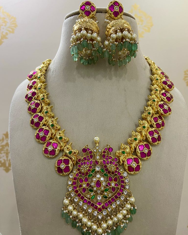 Gold Plated Kundan Jadau Peacock Necklace From 'Shrikanak Jewellers'