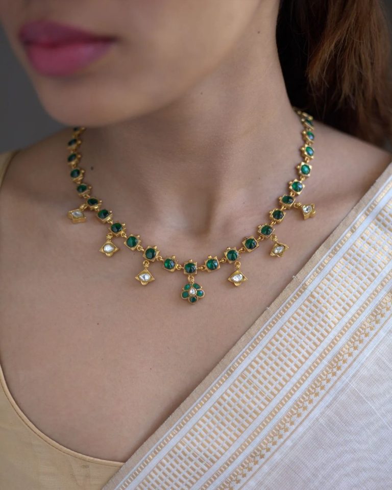 Gold Plated Multicolor Stone Necklace Sets From 'Prade Jewels'