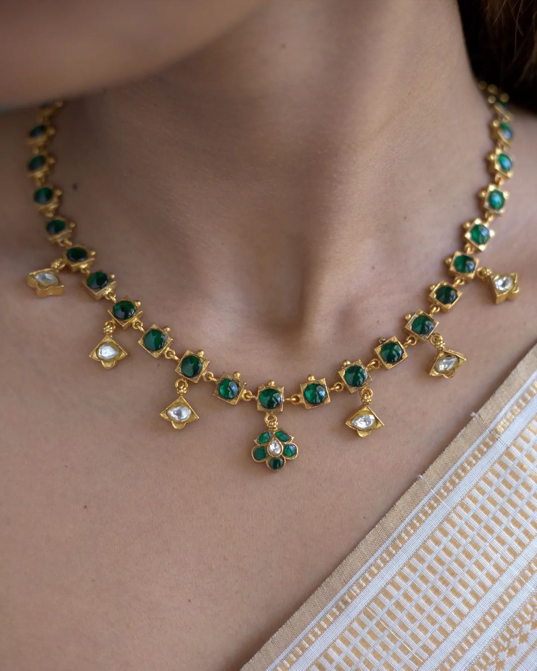 Gold Plated Multicolor Stone Necklace Sets From 'Prade Jewels'