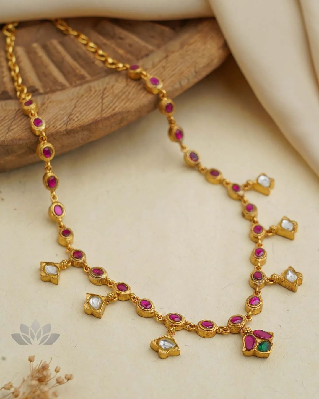 Gold Plated Multicolor Stone Necklace Sets From 'Prade Jewels'