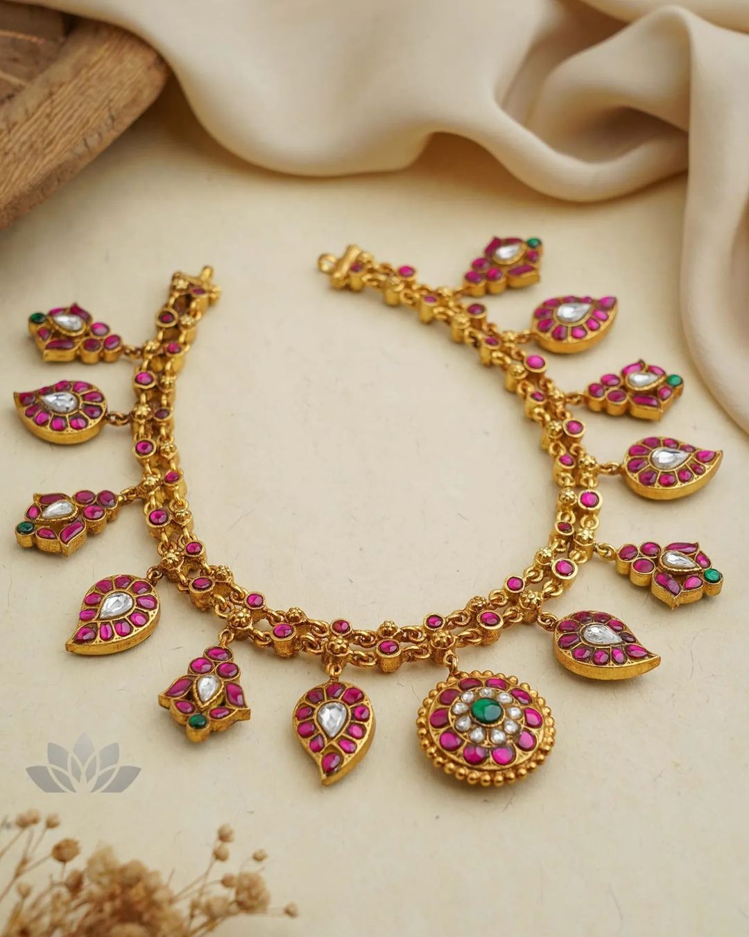 Gold Plated Multicolor Stone Necklace Sets From 'Prade Jewels'