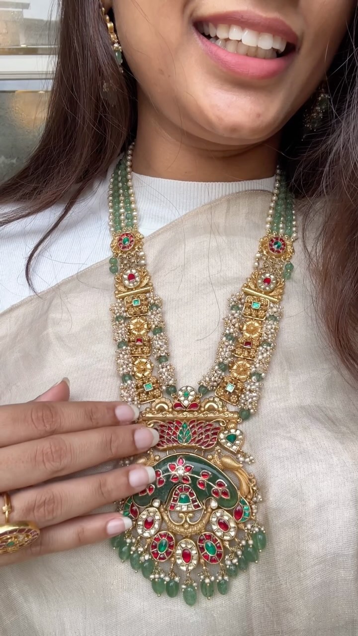 Gold Plated Statement Pearl and Bead Long Necklace From 'Raj Jewellery'