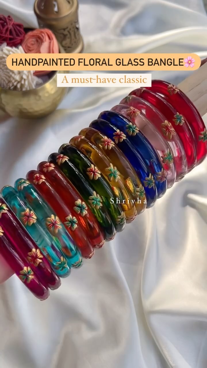 Hand Painted Floral Glass Bangles From 'Shrivha'