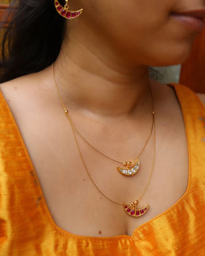 Imitation Kundan Pendant Invisible Necklace Collection From 'Zahana'