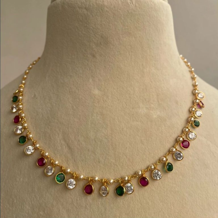 Imitation Multicolor Stones Pearl Necklace From 'Elegant Fashions'