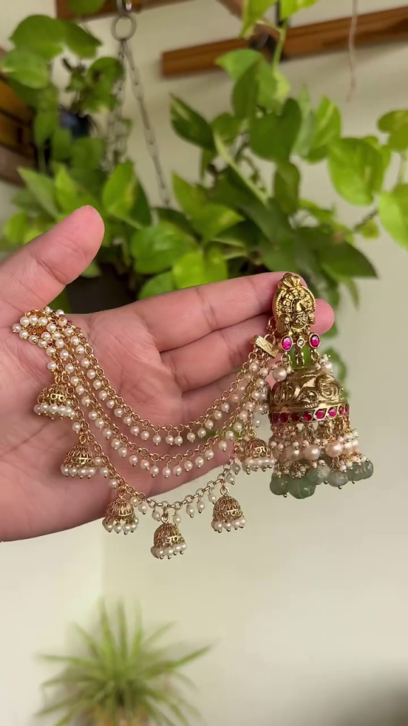 Jadau Kundan Jhumkas with Earrings From 'Petals by Swathi'