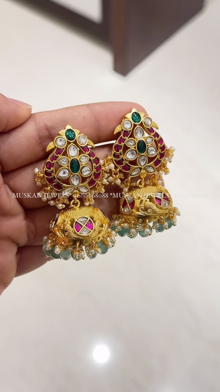 Jadau Kundan Peacock Jhumka From 'Muskan Jewels'