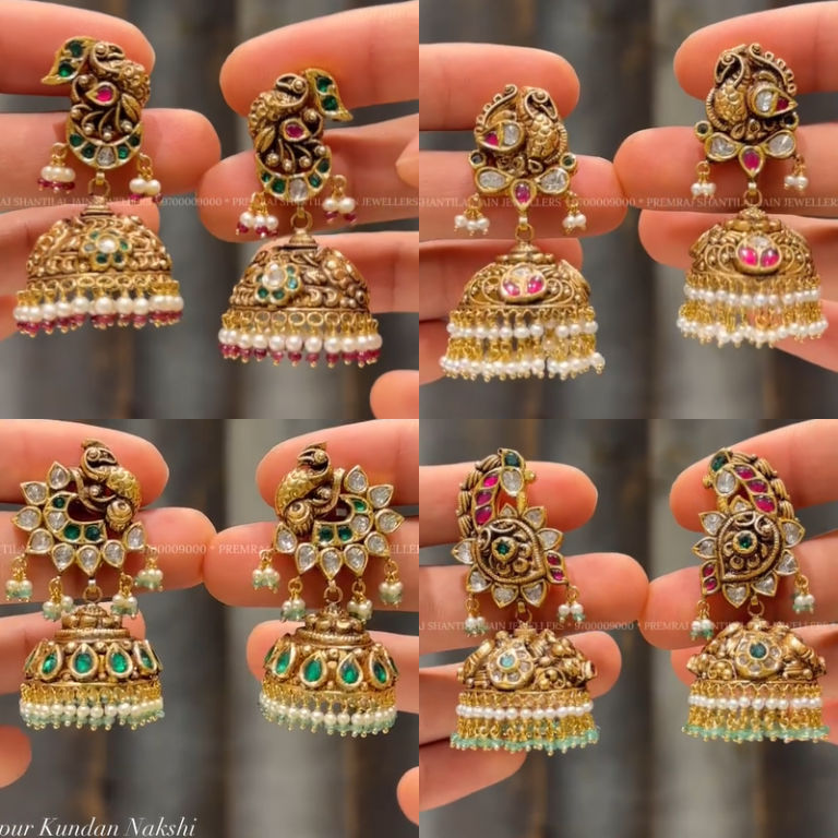 Kundan Naskhi Gold Jhumkas From 'Premraj Shantilal Jain Jewellers'