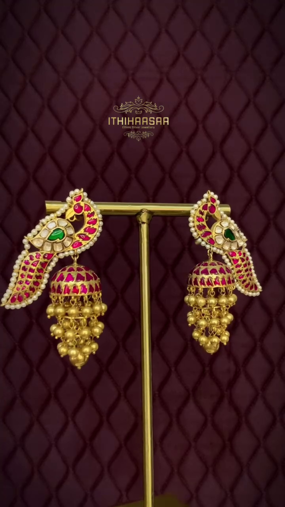 Uncut Polki Kundan Peacock Jhumkas From 'Ithihaasaa'