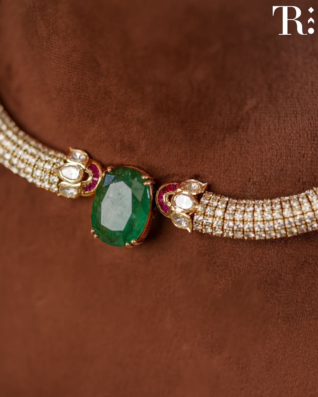 White And Green Color Stone Choker From 'Tibarumal Ramnivas'