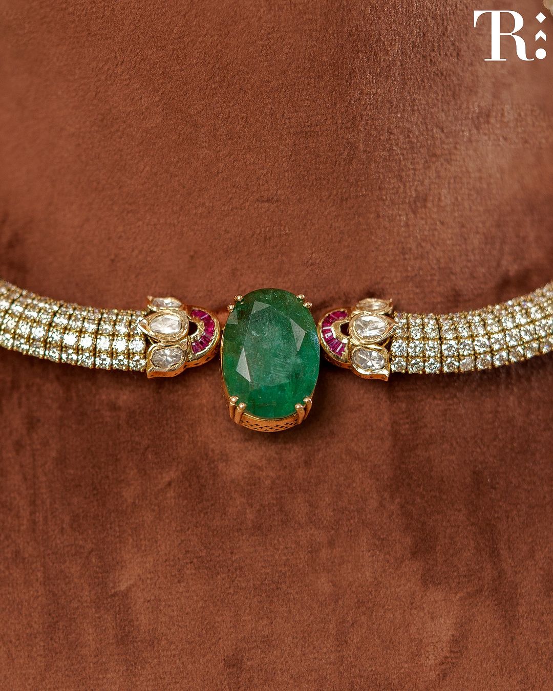 White And Green Color Stone Choker From 'Tibarumal Ramnivas'