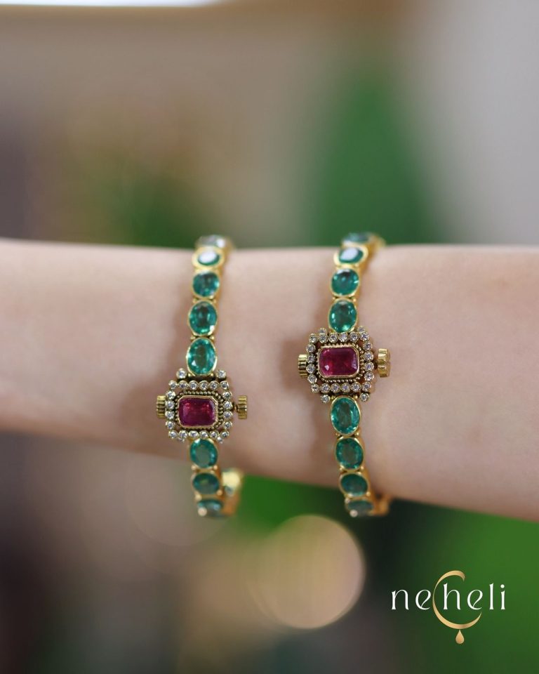 92.5 Silver Ruby And Emerald Bangles From 'Necheli Official'