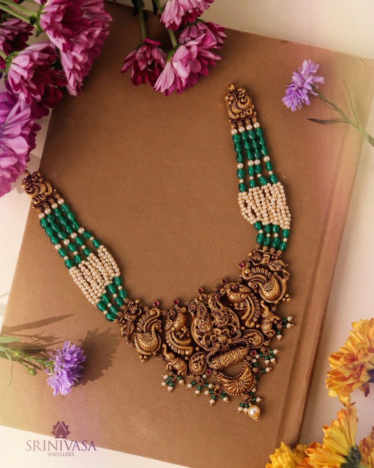 Beaded Gold Necklace From 'Srinivasa Jewellers'