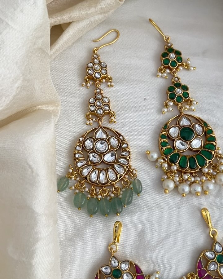 Beaded Jadau Kundan Short Maang Tikka From 'Vriksham'