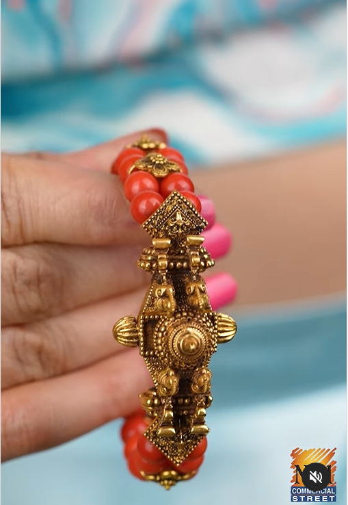 Coral Gold Kada Bangle From 'Sri Krishna Diamonds And Jewellery'