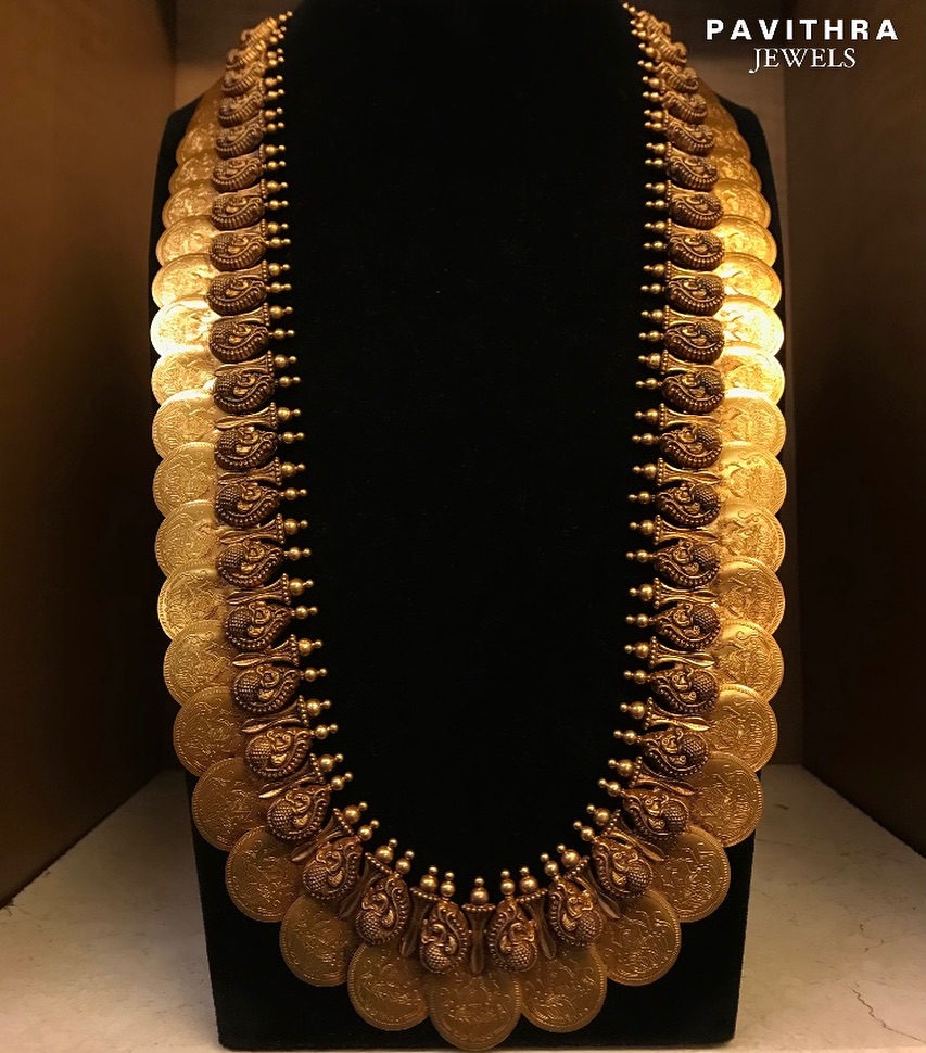 Gold Antique Kaasumala Haram Sets From 'Pavithra Jewels'