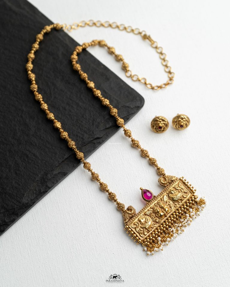 Gold Plated Beaded Long Necklace From 'Parampariya'