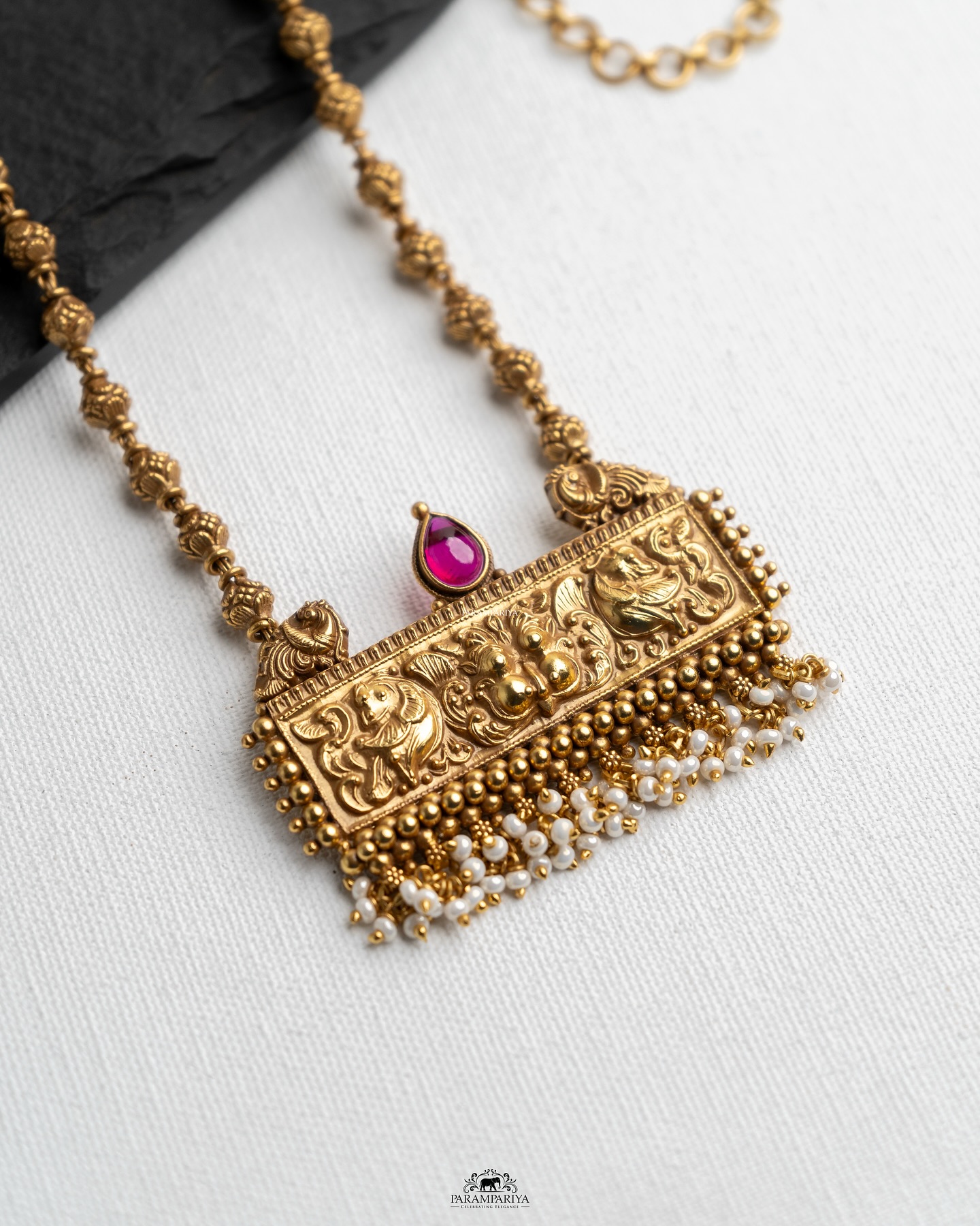 Gold Plated Beaded Long Necklace From 'Parampariya'