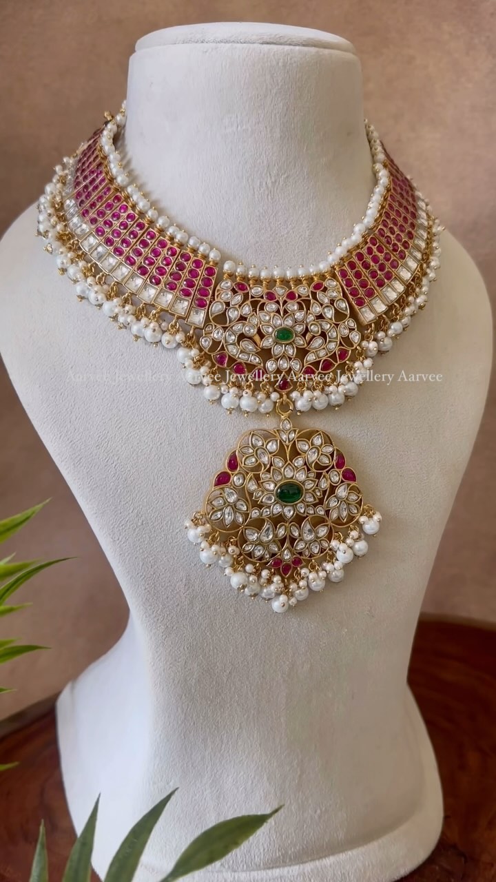 Gold Plated Jadau Kundan Necklace From 'Aarvee Chennai'