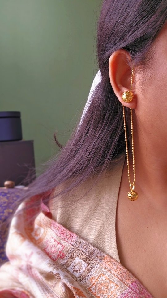 Gold Plated Sui Dhaga Danglers Tops Earrings From 'Ana Regalia'