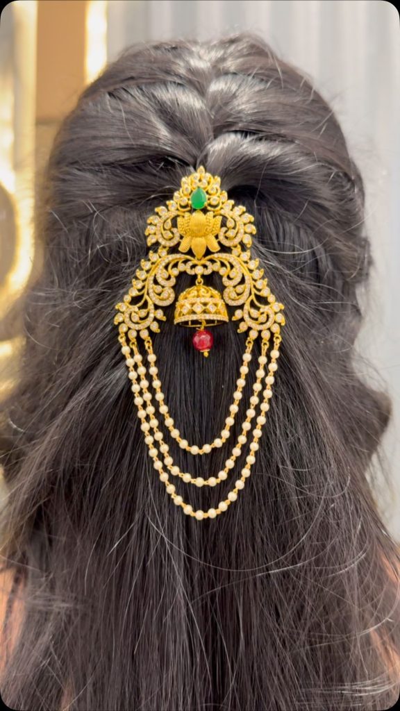 Imitation Jhumka Drop Pearl Layered Hair Accessories From 'Sujatha Gold Covering'