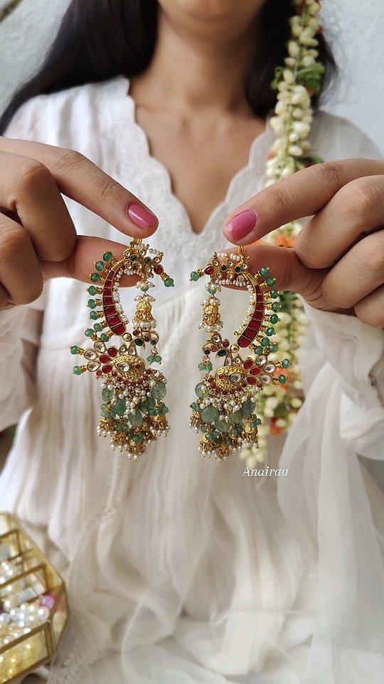 Imitation Multi Jhumka Drop Beaded Earcups From 'Anairaa Official'