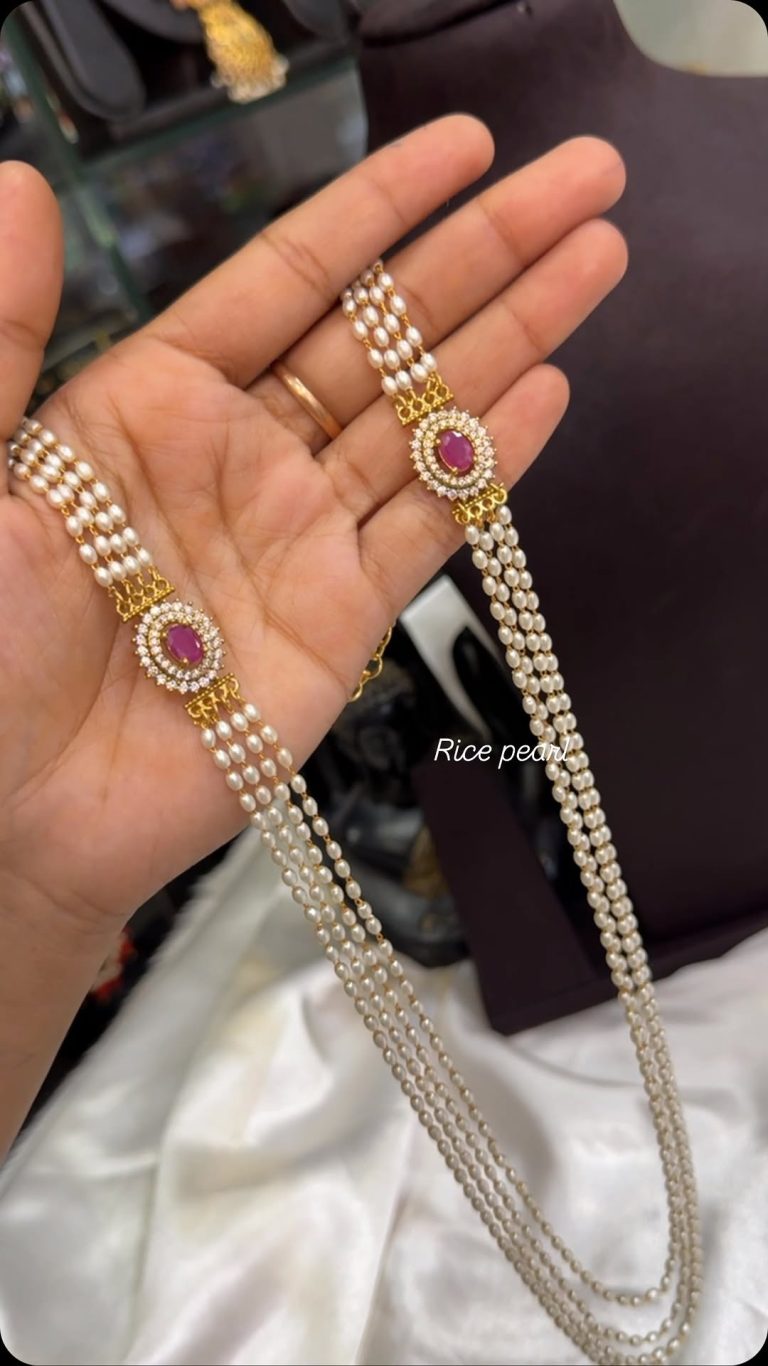 Imitation Rice Pearl Mugappu Haram From 'SKJ Sri Krishna Jewellers'