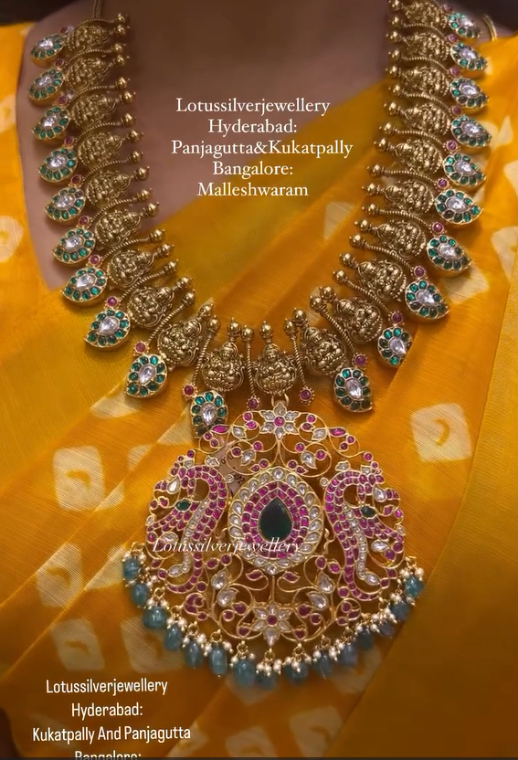 Kundan Jadau Beaded Lakshmi Haram From 'Lotus Silver Jewellery'