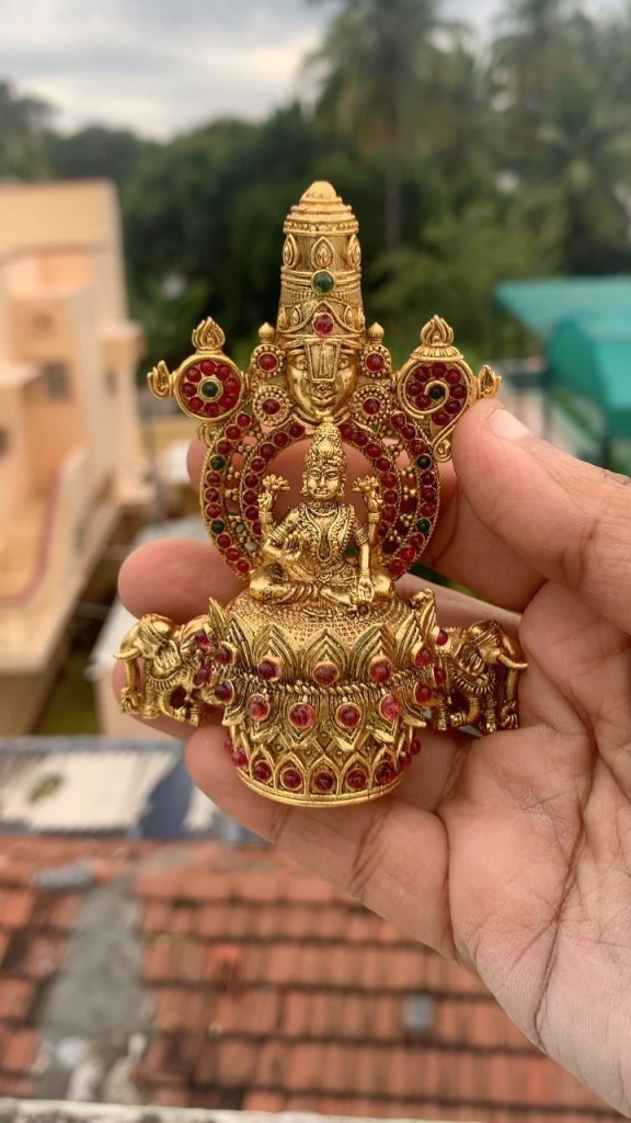 Lord Venkatesha and Lakshmi Kumkum Box From 'Chettinadu Creations'