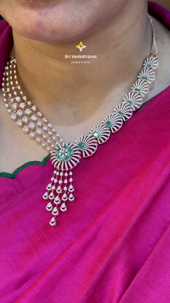 Multi Color Diamond Necklace From 'Sri Venkatrama Jewellers'