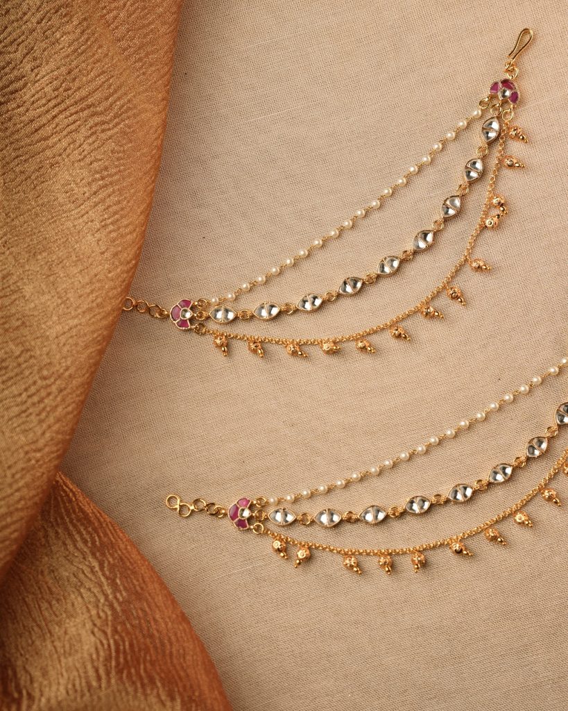 Pearl and Kundan Ear Chains Collection From 'Sreeni Accessories'