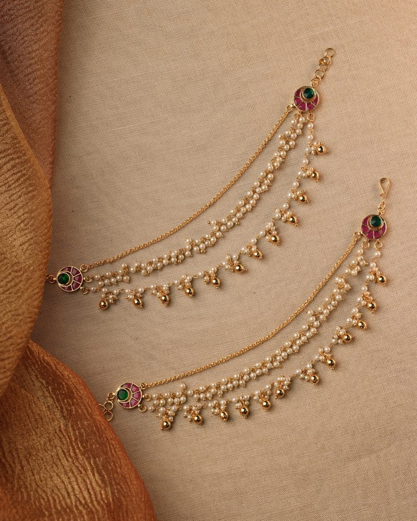 Pearl and Kundan Ear Chains Collection From 'Sreeni Accessories'