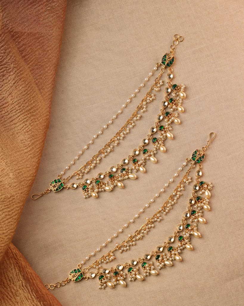 Pearl and Kundan Ear Chains Collection From 'Sreeni Accessories'