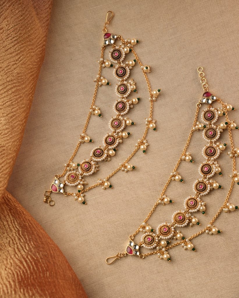 Pearl and Kundan Ear Chains Collection From 'Sreeni Accessories'