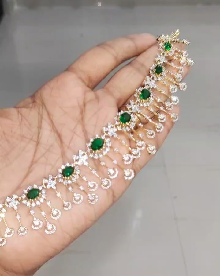 White& Green Stones Imitation Necklace From 'Aneethass Jewellery'