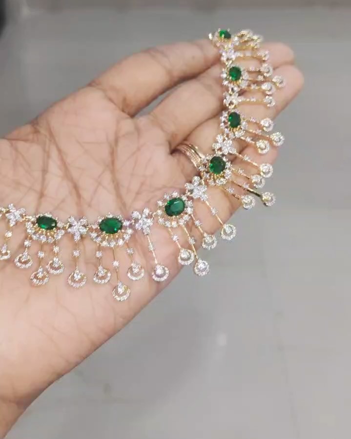 White& Green Stones Imitation Necklace From 'Aneethass Jewellery'