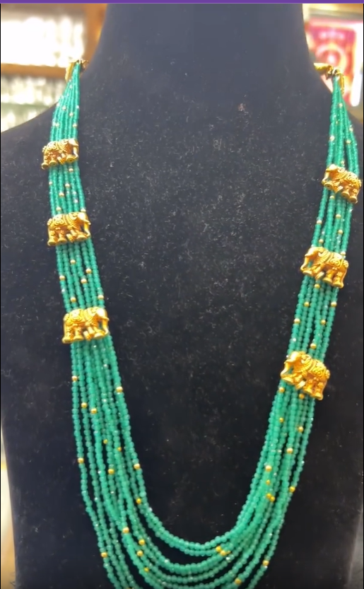 Elephant Motif Beaded Long Haram From 'Sahasra Jewels'