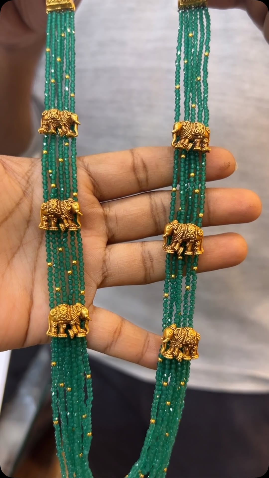 Elephant Motif Beaded Long Haram From 'Sahasra Jewels'