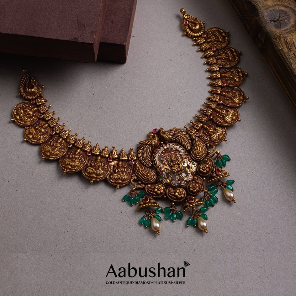 Goddess Lakshmi Motifs Kaasu Necklace From 'Aabhushan Jewellery'