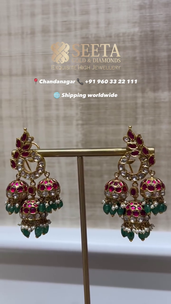 Gold Peacock Jhumkas From 'Seeta Gold & Diamonds'