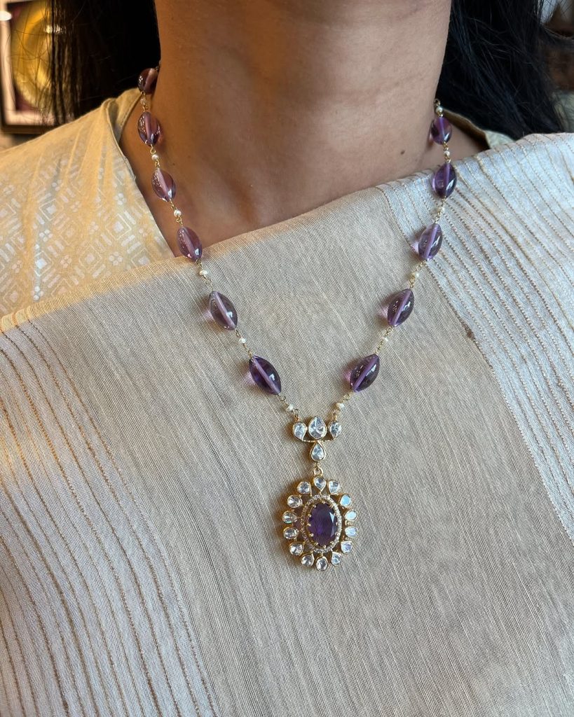 Gold Plated Amethyst Necklace with Earrings From Creative 'Gems & Jewels'