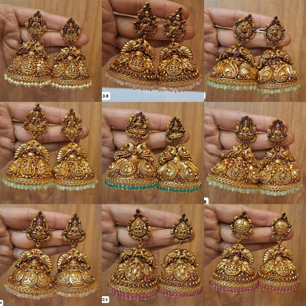 Gold Plated Beaded Drop Jhumkas From 'Mahil jewellers'