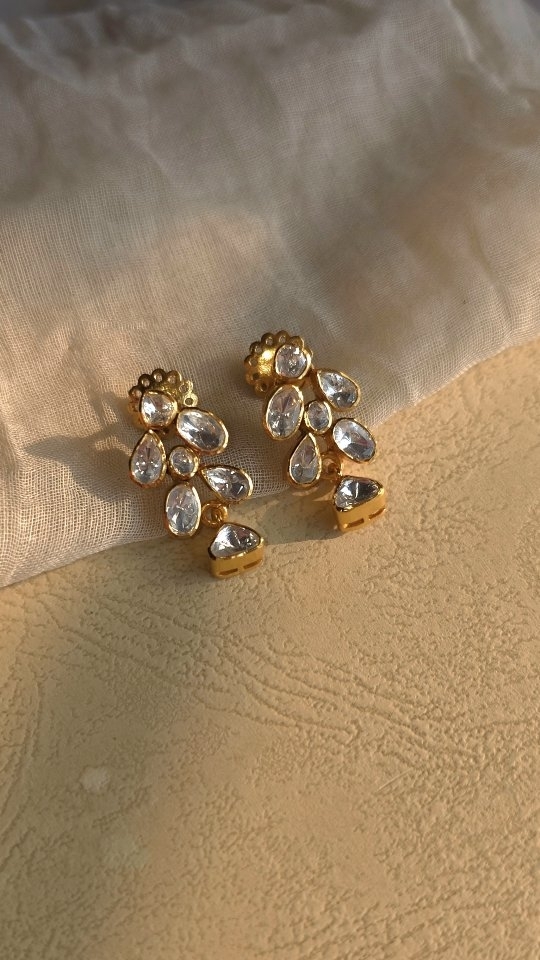 Gold Plated Kundan Stone Earrings From 'Ana Regalia'