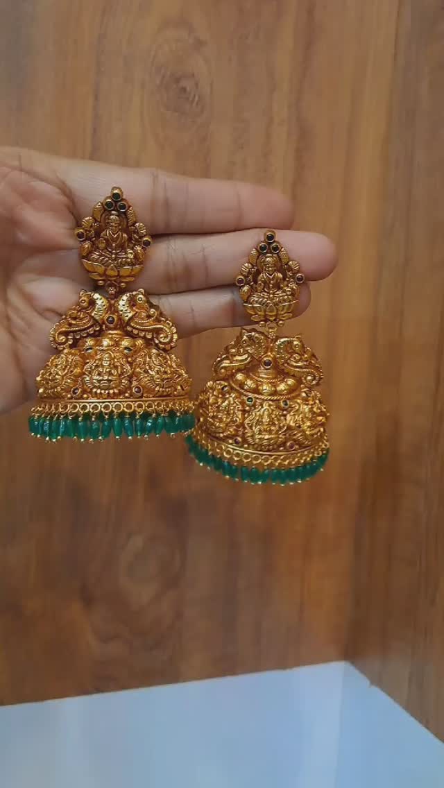 Gold Plated Temple Bridal Jhumka From 'Ansh Silver Jewellery'