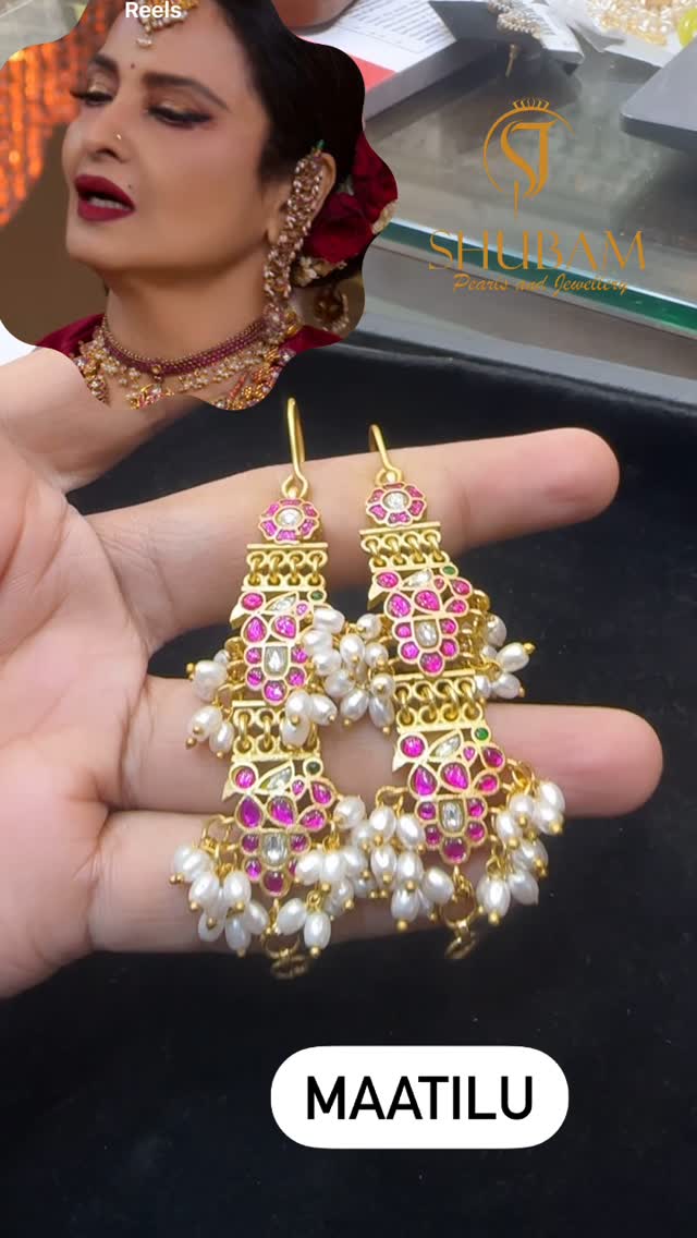 Imitation Pearl Drop Jadau Ear Chains From 'Subham Pearls'