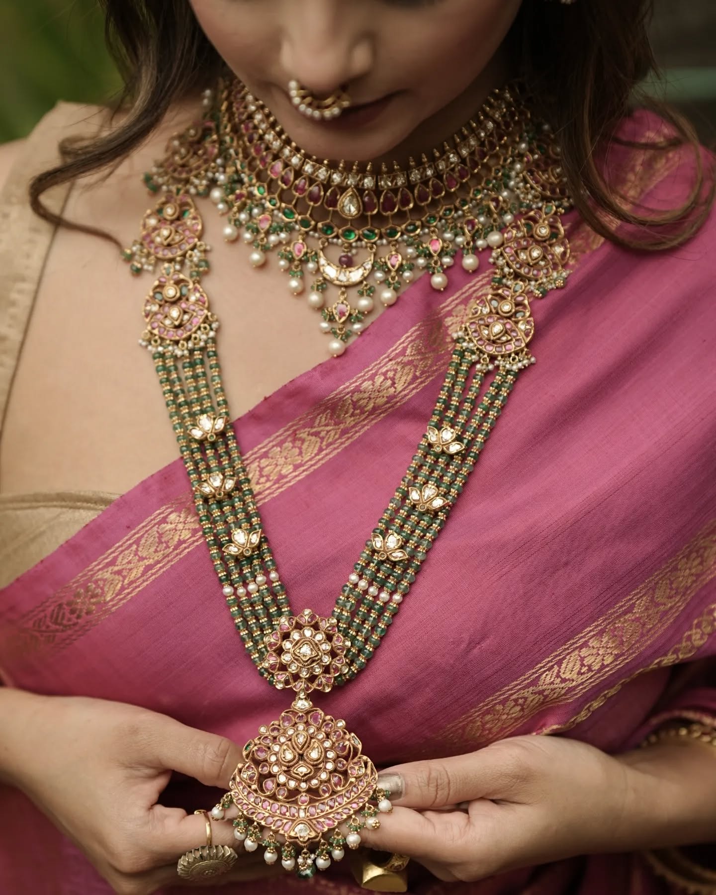 Kundan Stones Gold Jewellery Set From 'Arnav Jewellery'