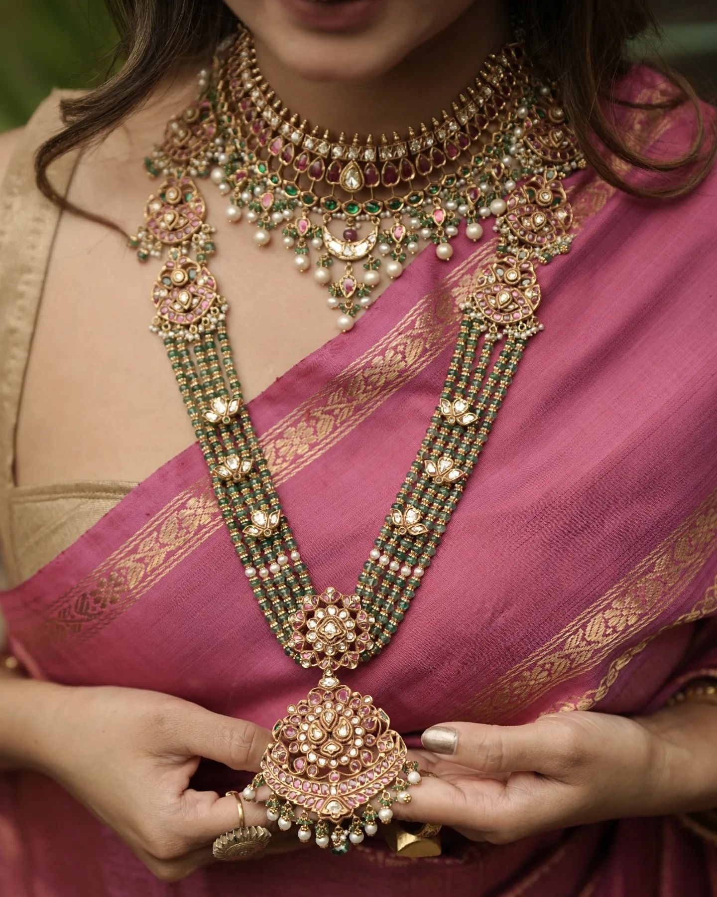 Kundan Stones Gold Jewellery Set From 'Arnav Jewellery'