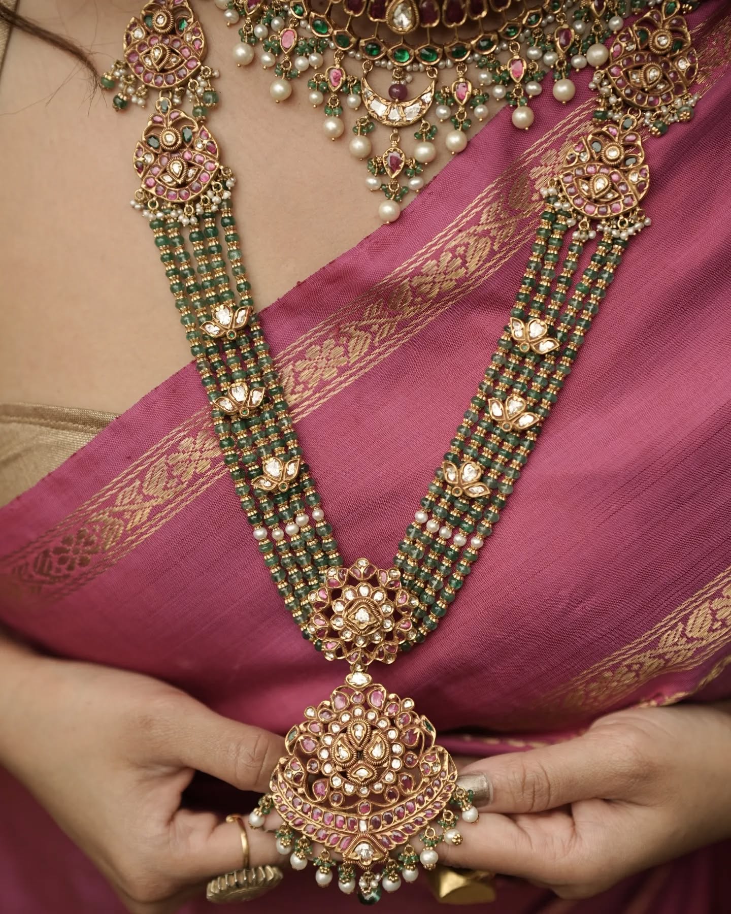 Kundan Stones Gold Jewellery Set From 'Arnav Jewellery'